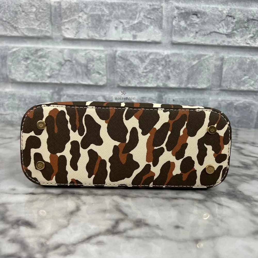Tory Burch Emerson Printed Dome Satchel Crossbody In Leopard Print
